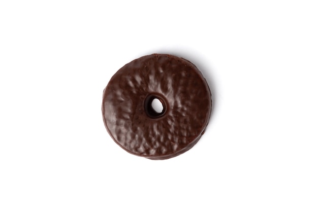 白い背景で隔離チョコレート釉薬のショートブレッドクッキー。