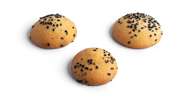 Shortbread cookies with black sesame isolated.