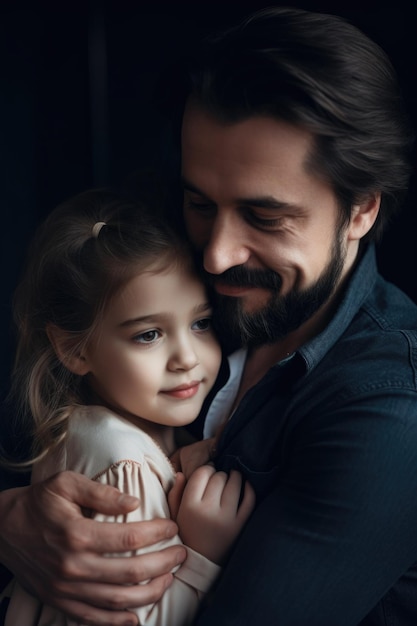 shot of an adorable little girl being hugged by her father created with generative ai