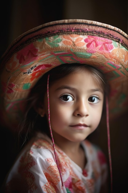 Shot of an adorable little girl wearing a sombrero created with generative ai