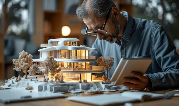 Shot of an architect create a 3D model of a modern building and environments