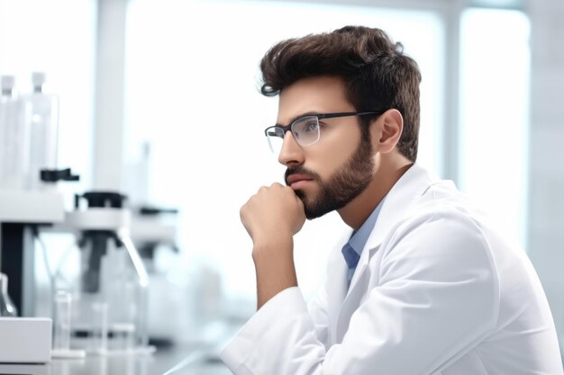 Shot of an attractive young scientist looking thoughtful while working in a lab