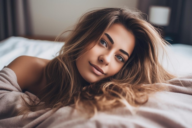 Shot of an attractive young woman lying on her bed with a blanket over her