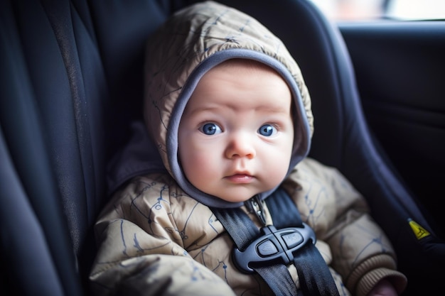 Shot of a baby in his car seat created with generative ai