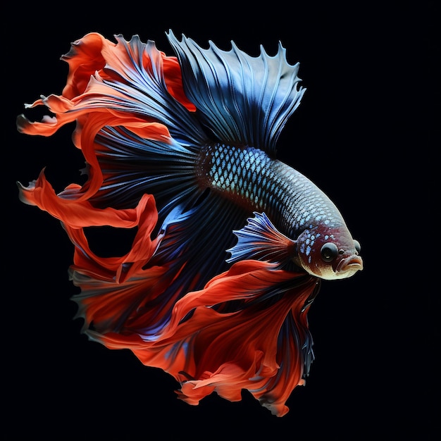 Shot of beautiful betta fish in black background