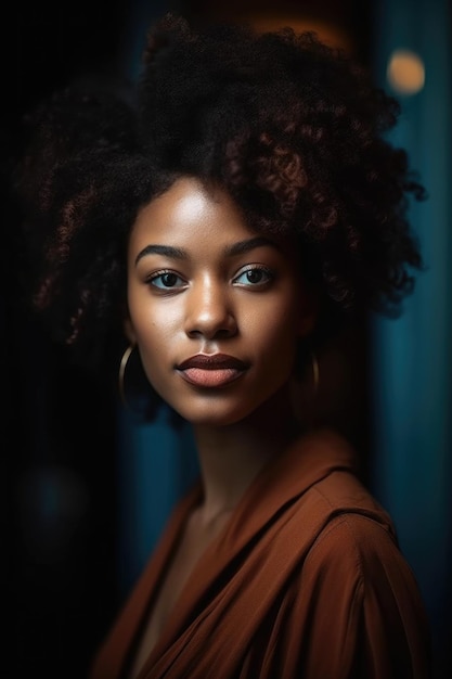 Shot of a beautiful young woman standing created with generative ai