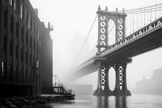 ニューヨークのブルックリン・ブリッジ (Brooklyn Bridge) の写真です