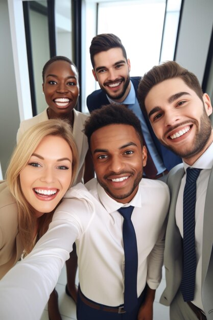 Shot of a business team taking a selfie during work