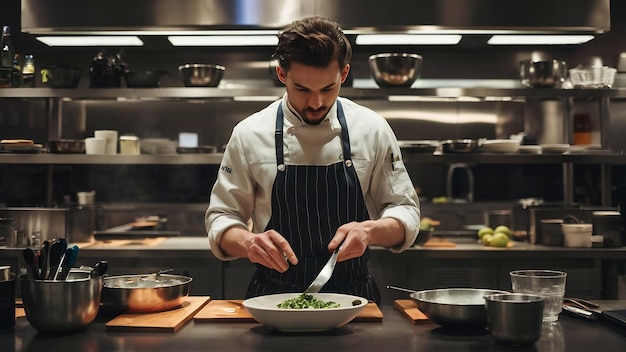 Shot of a chef cooking in a professional kitchen