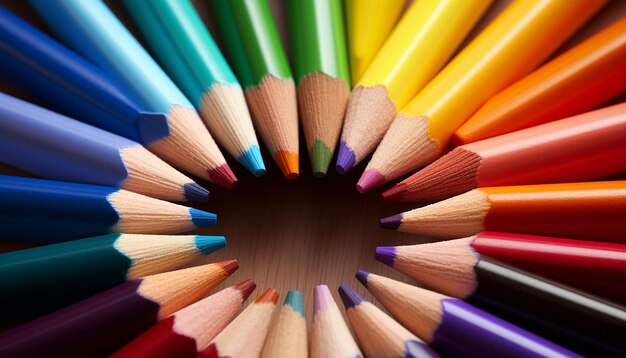 Shot of a color wheel made entirely from colored pencils