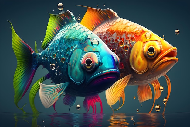 shot of colorful fish swimming