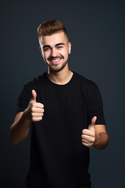 Shot of a confident young man standing alone in a studio and showing thumbs up