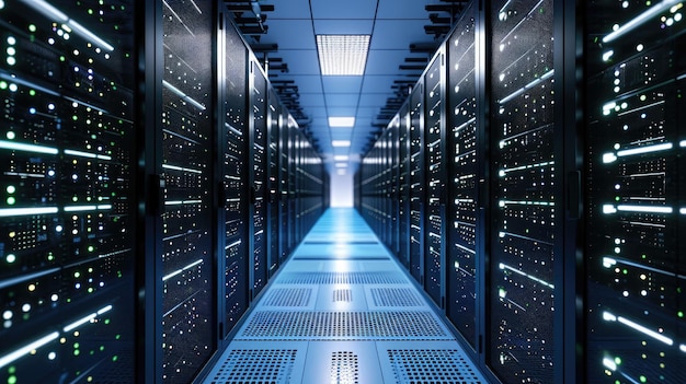 Снимка коридора в рабочем центре обработки данных