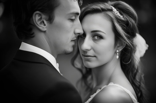 Shot of a couple on their wedding day created with generative ai