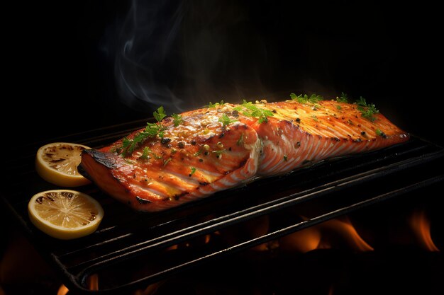 Shot of delicious grilled salmon