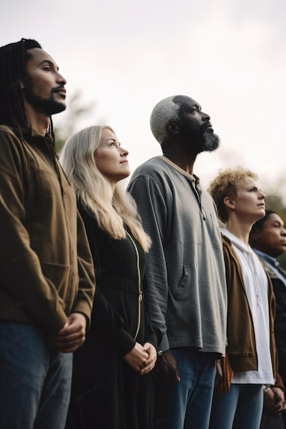 Shot of a diverse group of people standing together outdoors