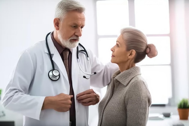 Shot of a doctor examining his patient created with generative ai