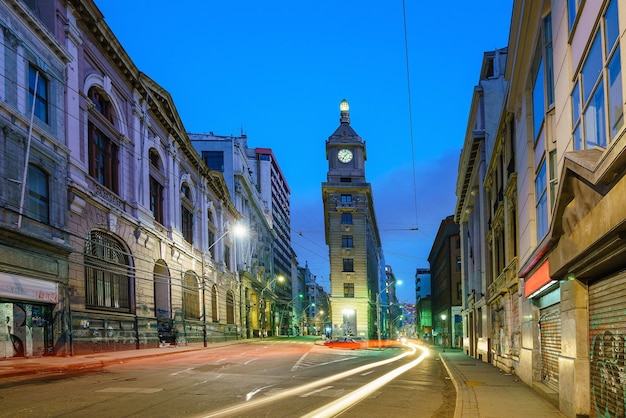 Shot of downtown valparaiso at night in chile