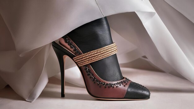 Photo shot of an elegant and beautiful leather heel isolated