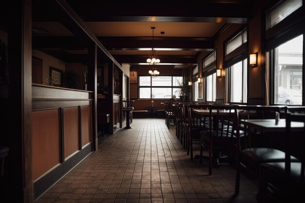 Shot of an empty restaurant created with generative ai