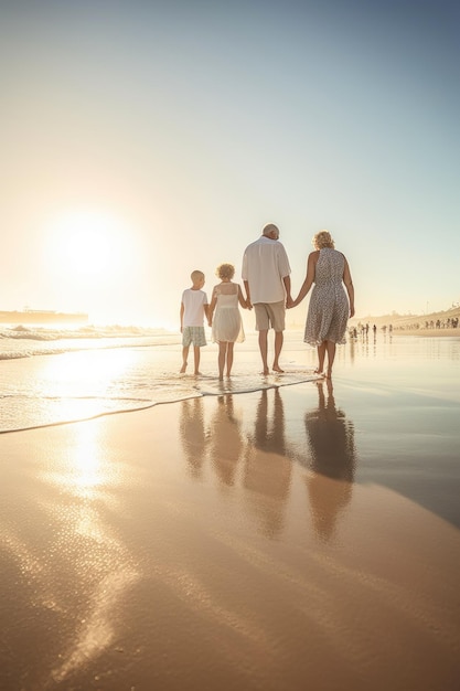 Shot of a family enjoying the beach created with generative ai