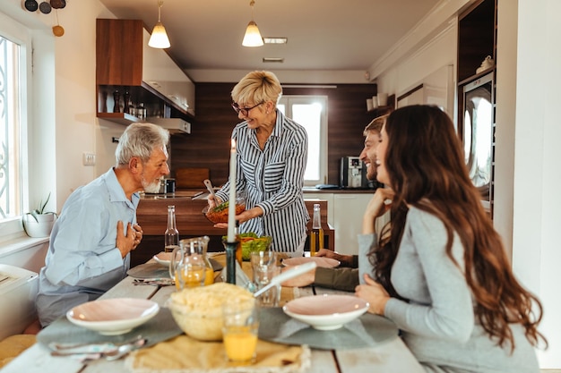 Shot of a family having lunch together at home