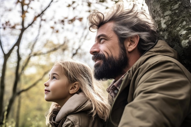 Shot of a father and his daughter enjoying the outdoors created with generative ai