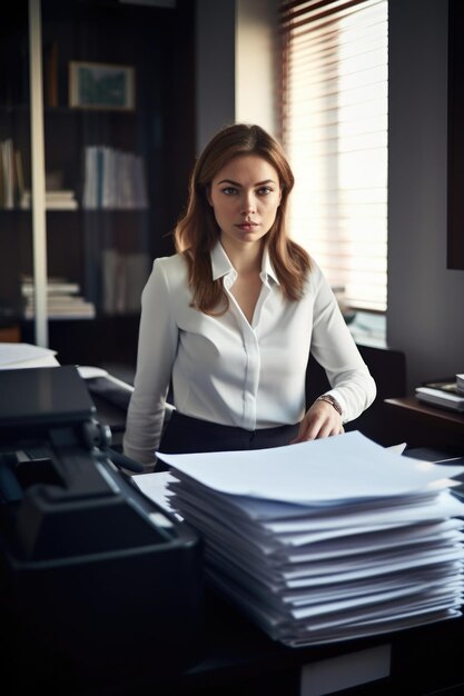 Shot of a female lawyer making copies of paperwork in her office