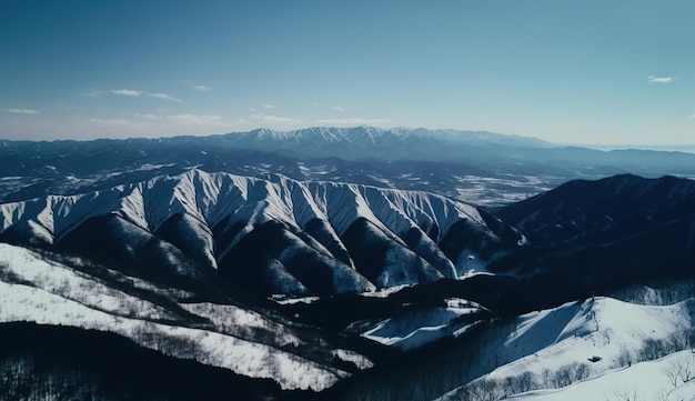 Shot from above the shiga kogen ski resort in the Japanese Alps