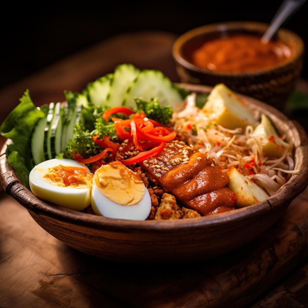 shot of gado gado Indonesian salad served