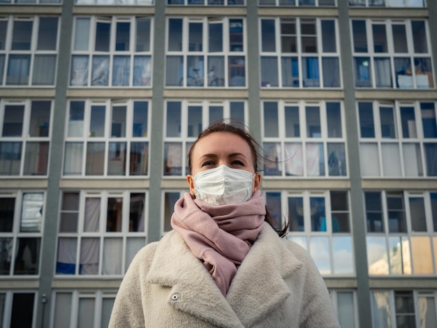 Shot of a girl in a mask on the street lockdown Covid19 pandemic