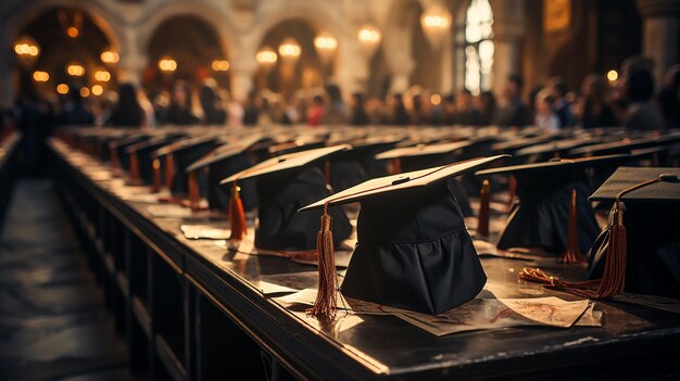 Shot of Graduation Caps during Commencement