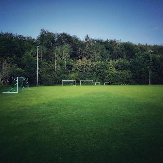 Shot of green football field