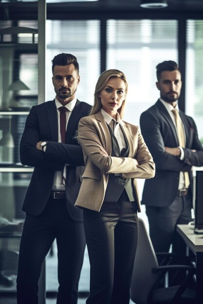 Photo shot of a group of businesspeople in an office created with generative ai