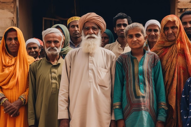 Shot of a group of local people standing outside