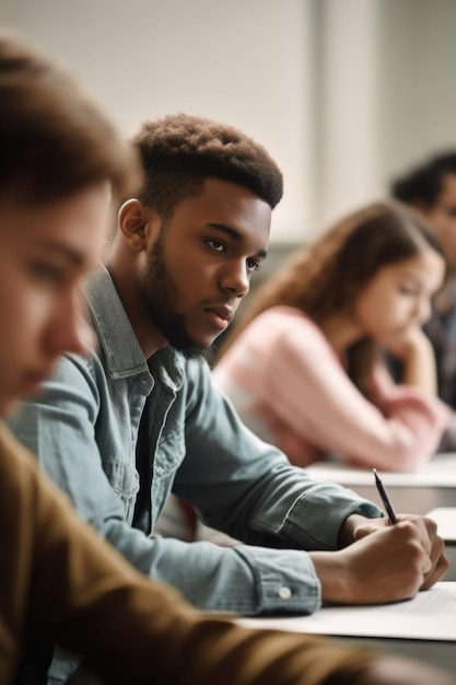 Shot of a group of students in class created with generative ai