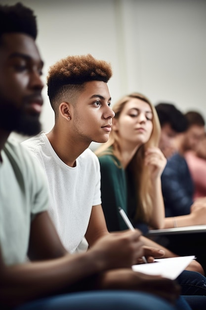 Shot of a group of students in class created with generative ai