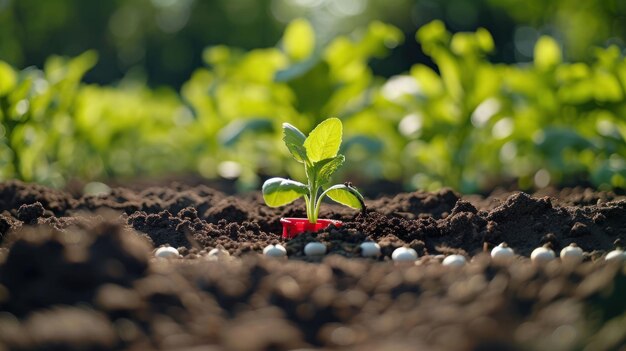 Shot of a handheld seed planter in action