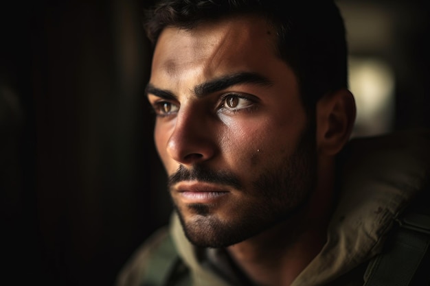 Shot of a handsome male soldier inside