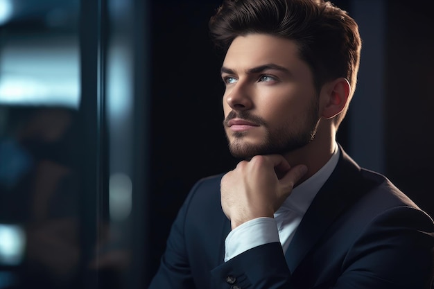 Shot of a handsome young businessman looking thoughtful in his office