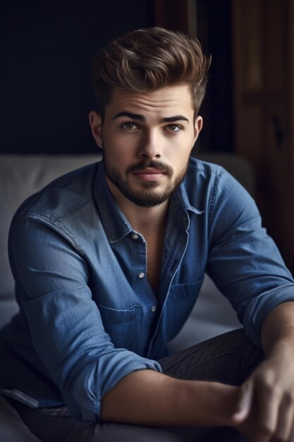 Shot of a handsome young man relaxing on his sofa at home