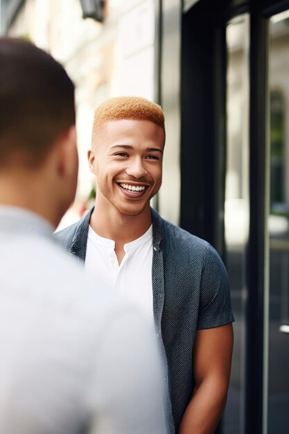 Shot of a happy young man getting to know his date before going on a date