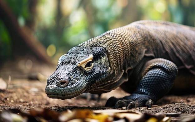 shot of a komodo dragon walking