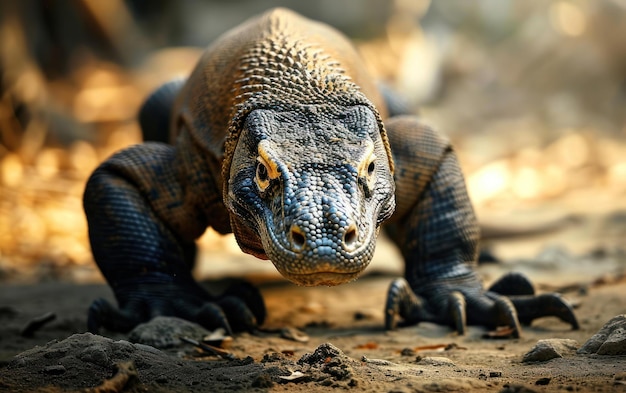 shot of a komodo dragon walking