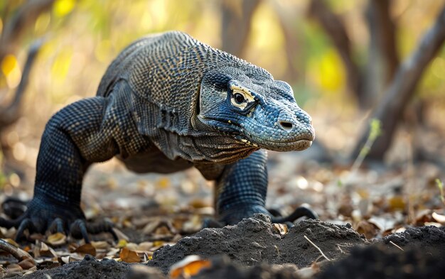 shot of a komodo dragon walking