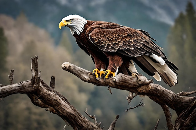 Photo shot of a majestic eagle on a white background