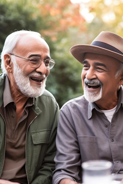 Shot of a male senior friend spending time outside together