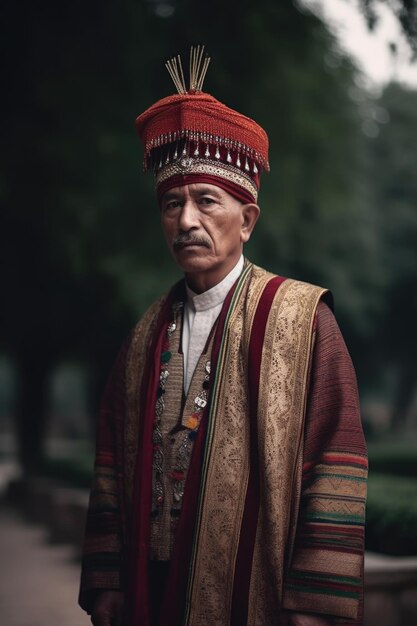 Shot of a man dressed in traditional attire created with generative ai