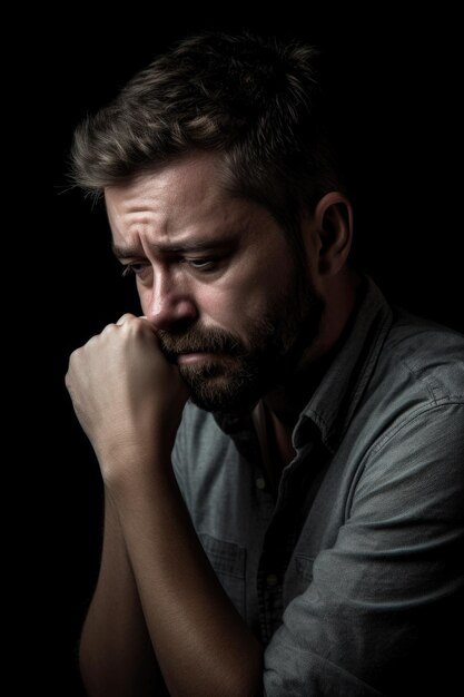 Foto scatto di un uomo che soffre di depressione