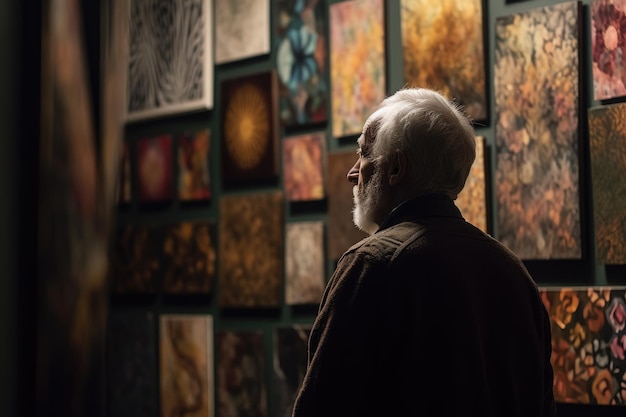 Shot of a man looking at an art display